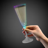 LED 7 oz. Clear Champagne Glass White Stem
